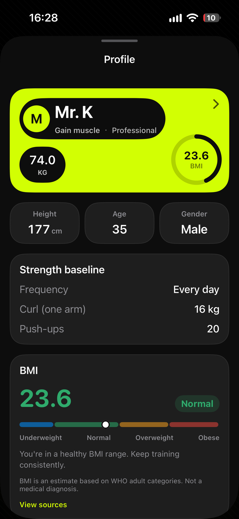 GymBuddy 训练首页预览